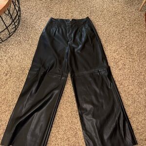 DKNY Black Leather Look Trousers